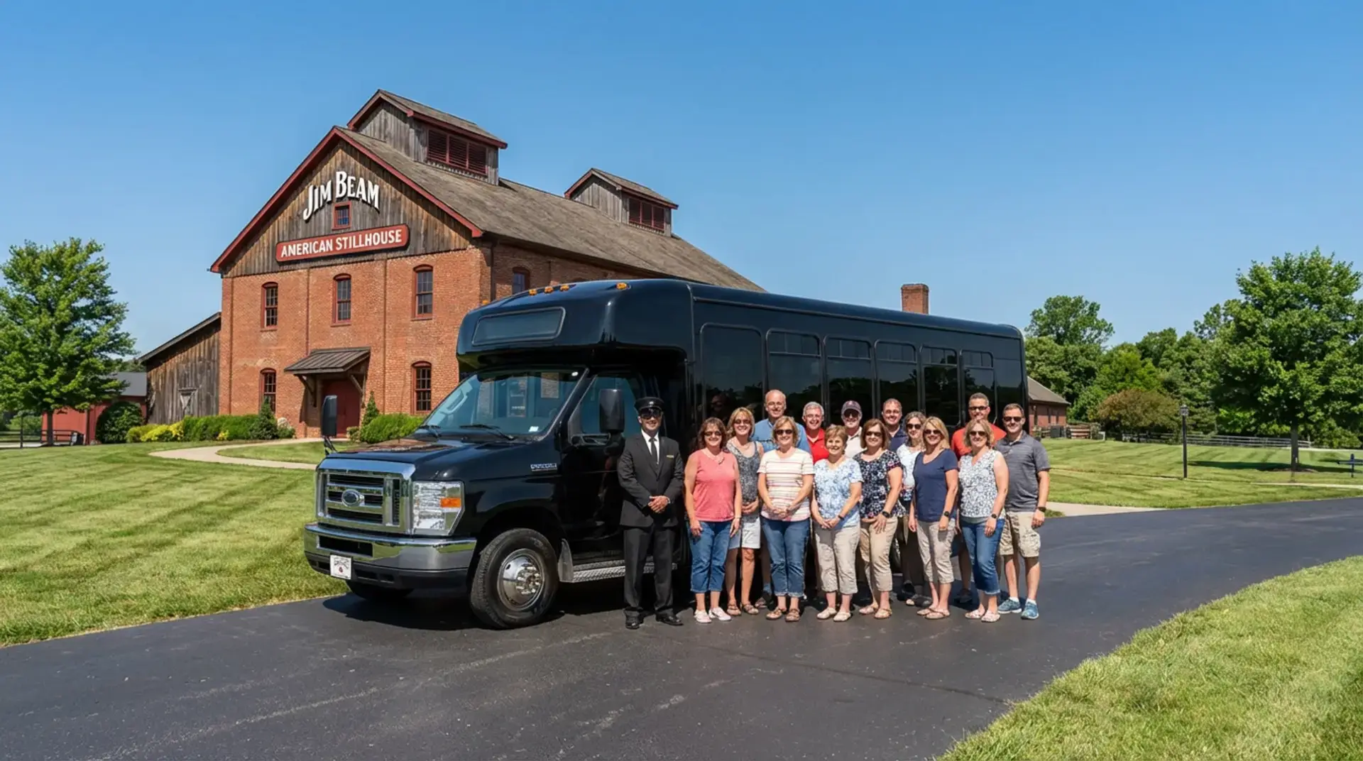 Bourbon tour party bus visiting James B. Beam Distilling Co in Kentucky