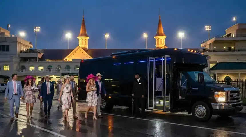 Limo bus parked near Churchill Downs on Kentucky Derby weekend