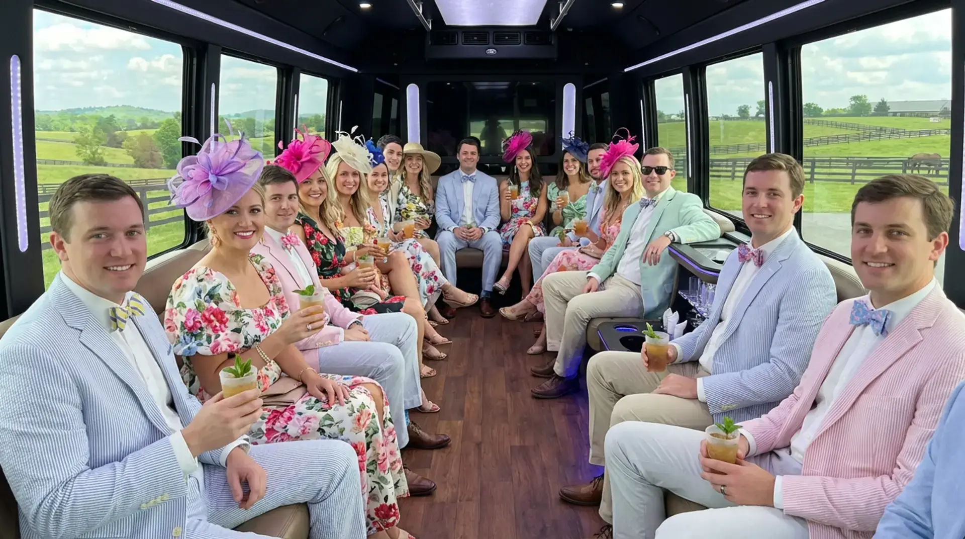 Kentucky Derby private limo bus in Louisville at Churchill Downs