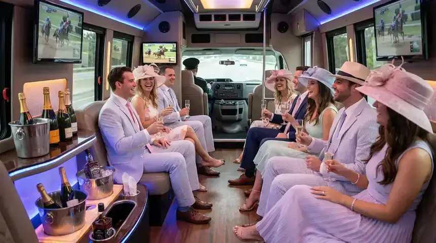 Private Kentucky Derby transportation by party bus at Churchill Downs