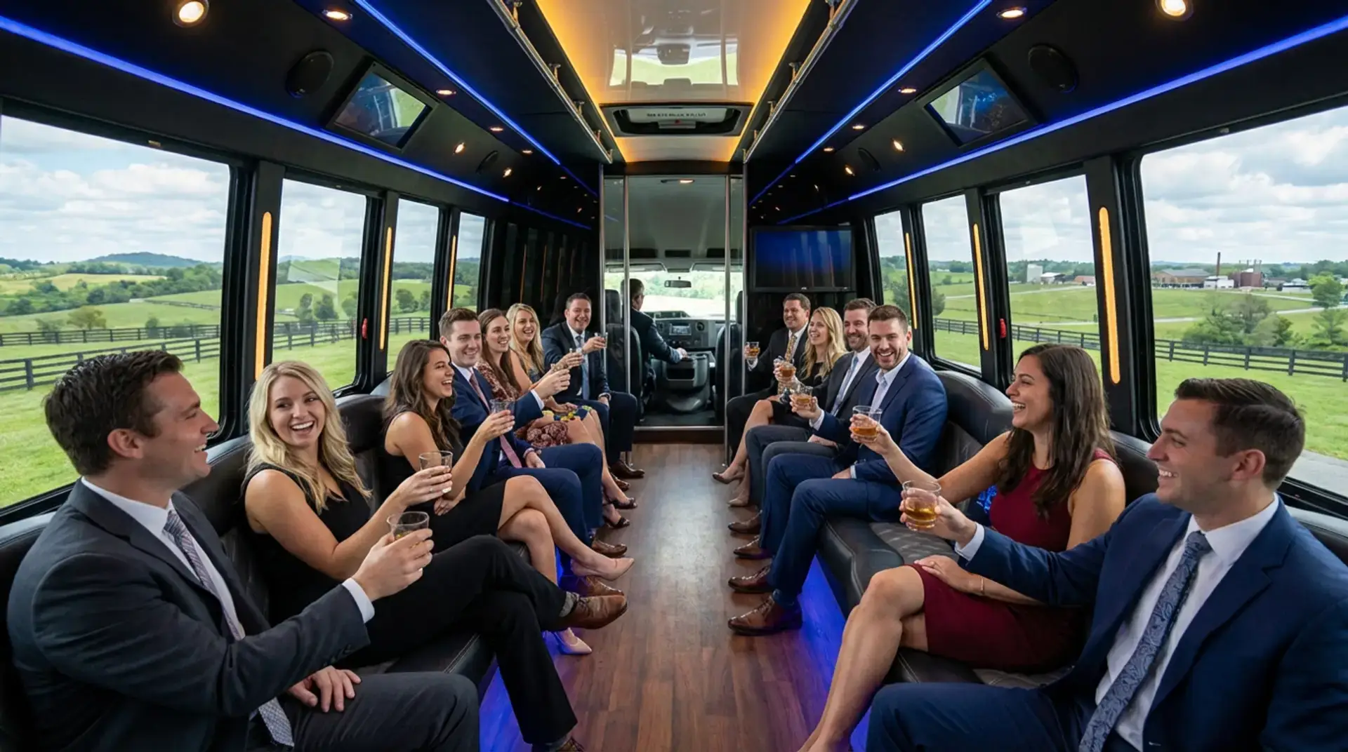 Best of Kentucky Party Bus Bourbon Tours collage with distillery locations