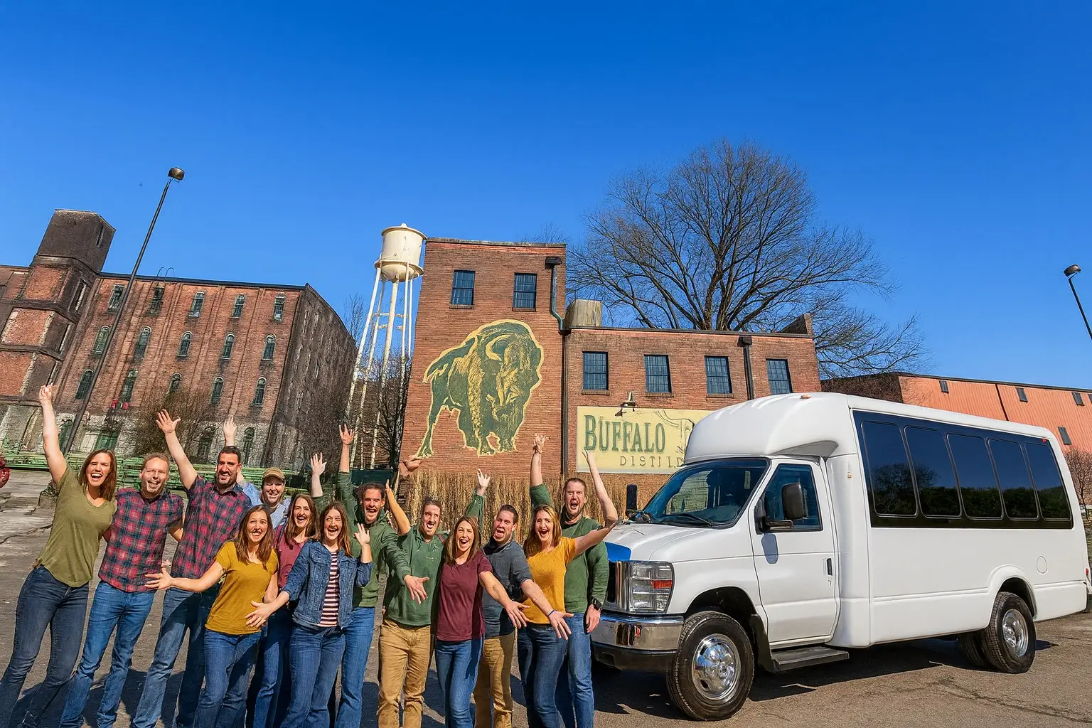 Party bus at Buffalo Trace Distillery in Frankfort Kentucky