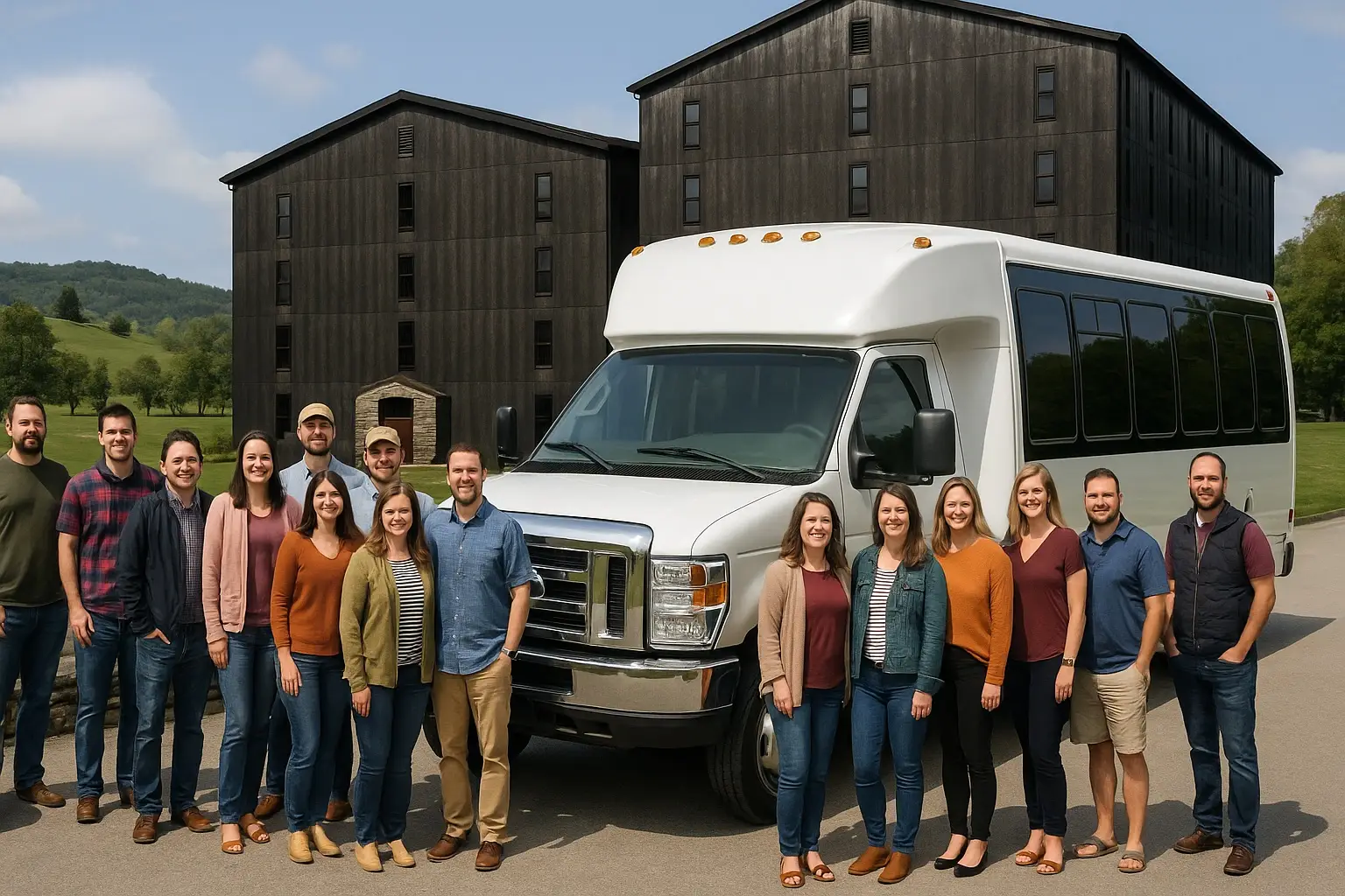 Party bus outside Kentucky Artisan Distillery in Crestwood Kentucky