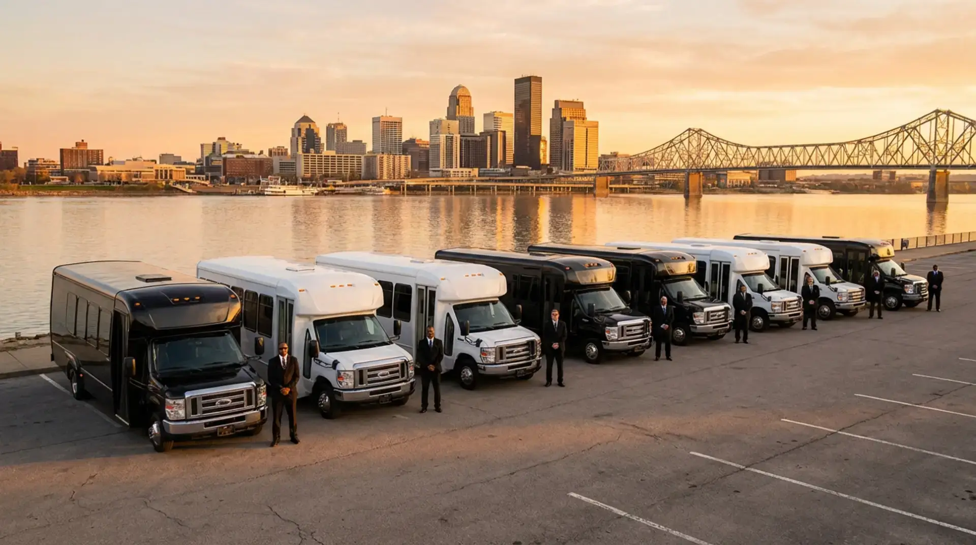 Party Bus Bourbon Tours private transportation in Louisville Kentucky at night