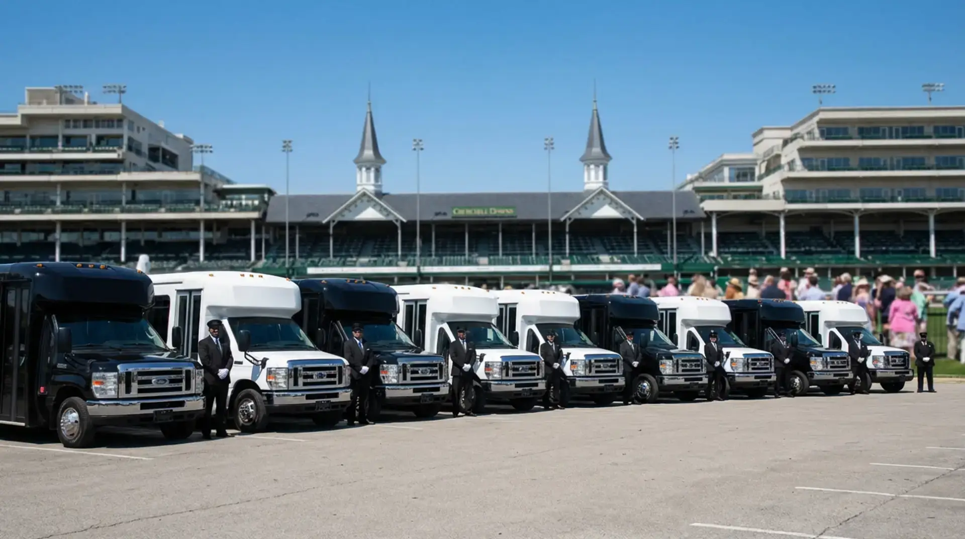 Party bus at Churchill Downs for Kentucky Derby transportation